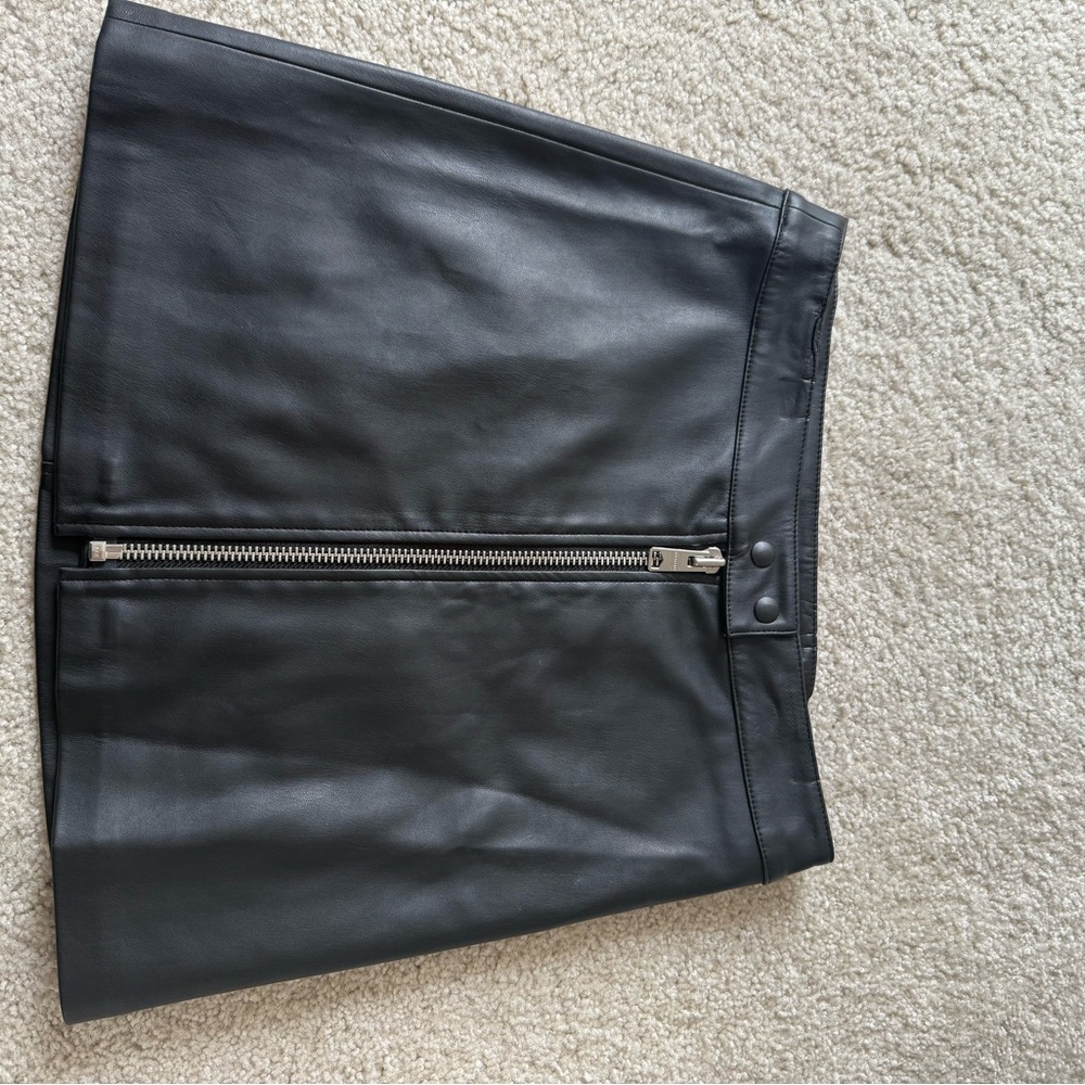Black Leather Mini Skirt with Zipper